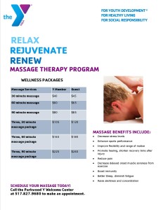 PW Massage therapy flier with prices update 9 2014